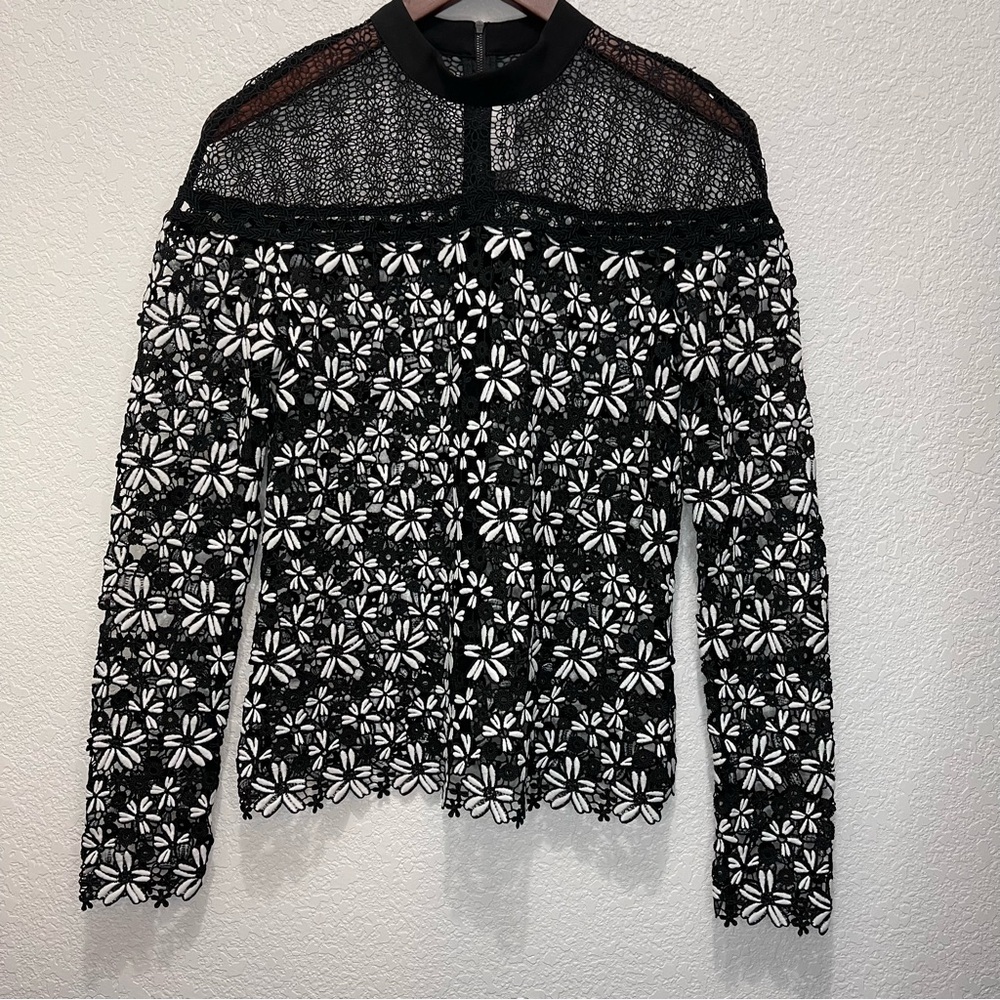 Self Portrait Antoinette black embroidered long sleeve top